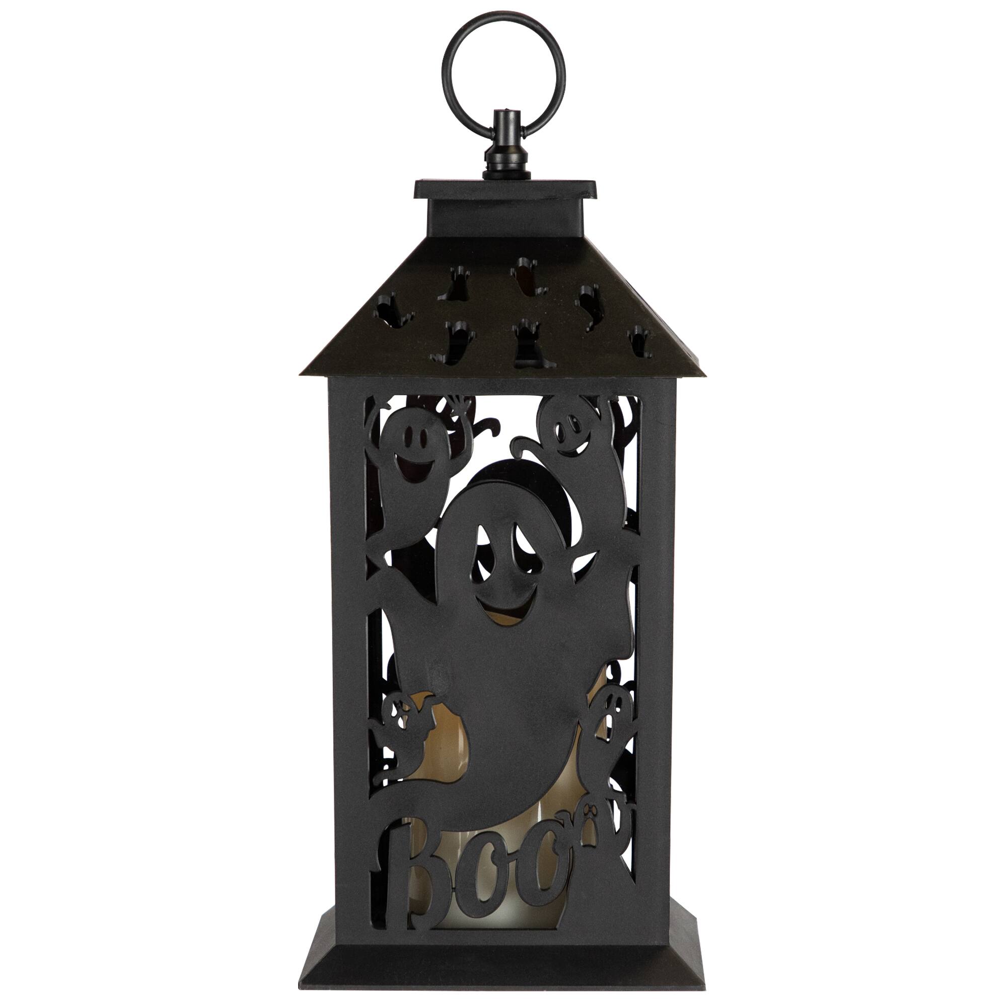 11" Black Ghosts Halloween LED Candle Lantern